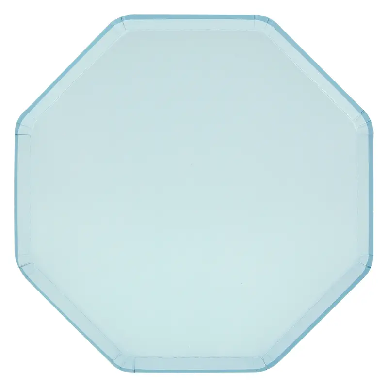 Platos grandes octagonales azul cielo