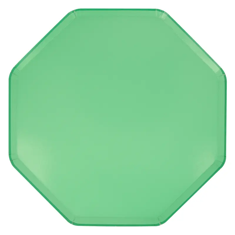 Platos grandes octagonales verde esmeralda