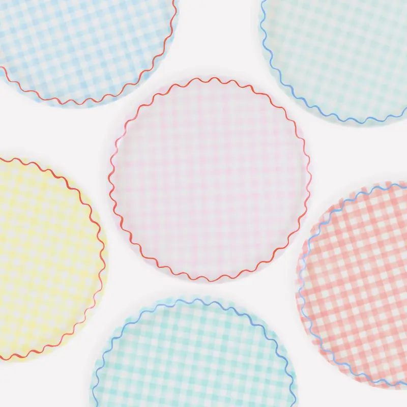 Platos Grandes Reutilizables Gingham (Pack de 6)