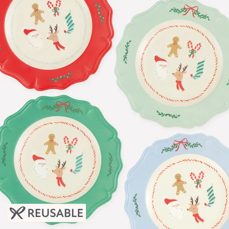 Platos Grandes Reutilizables Jolly Christmas (Pack de 4)