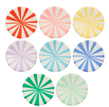 Platos medianos de rayas de colores