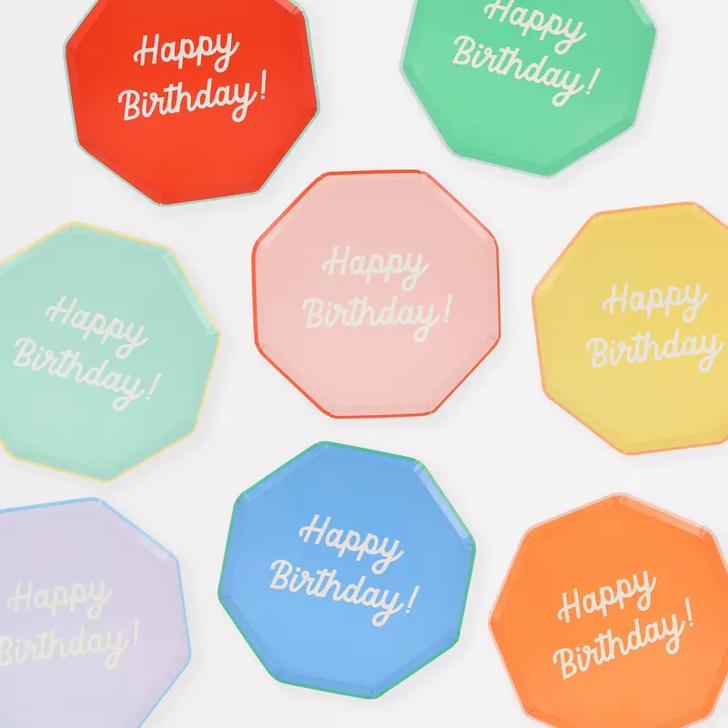 Platos Medianos Multicolor Feliz Cumpleaños