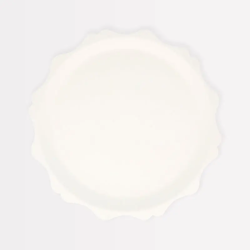 Platos Pequeños Crema Compostables con Borde Decorativo