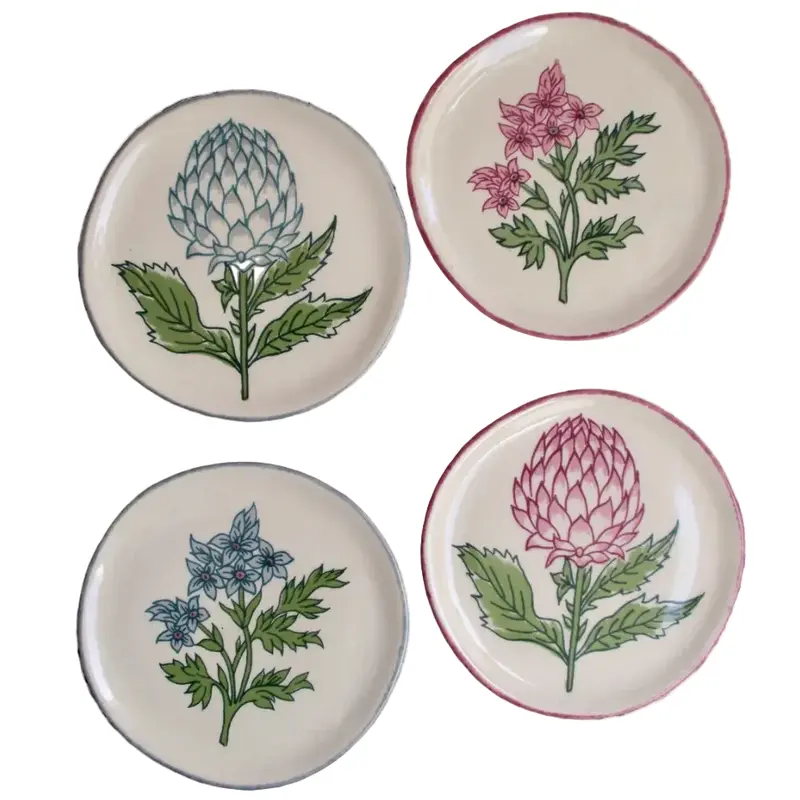 Platos pequeños diseño floral de colores