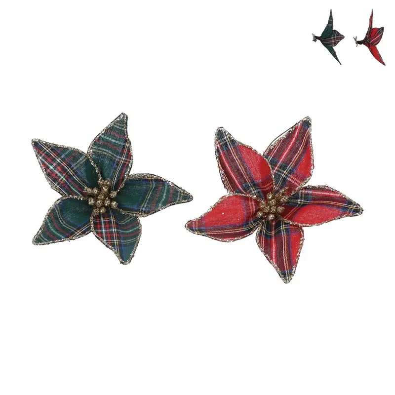 Poinsettias Tartan con Pinza