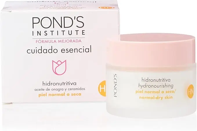 Pond's Crema Facial Hidronutritiva, 50 ml. Tratamiento de día y noche para piel normal a seca, enriquecida con Vitamina E e Hydro-Elastina para una piel nutrida y sedosa.