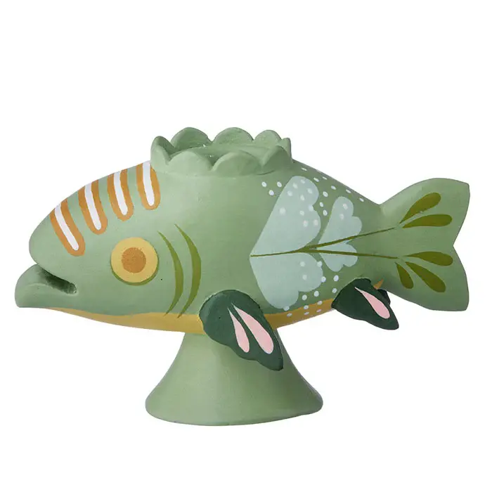Portavelas decorativo con figura de pez pintado a mano – 7 cm