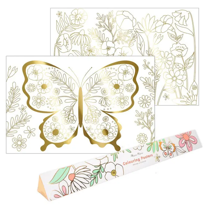 Póster para colorear de mariposas