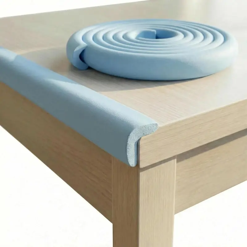 Protector de Bordes Bebé 2 Metros Azul con Espuma Antigolpes y Adhesivo Fuerte, Seguridad Infantil para Mesas, Estanterías y Muebles