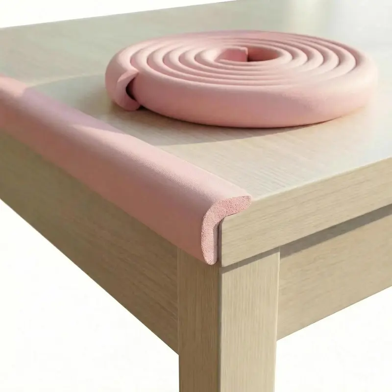 Protector de Bordes Bebé 2 Metros Rosa con Espuma Antigolpes y Adhesivo Fuerte, Seguridad Infantil para Mesas, Estanterías y Muebles