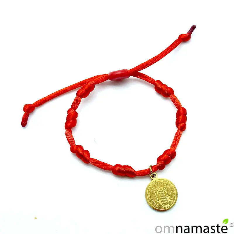 Pulsera 7 nudos san benito acero dorado