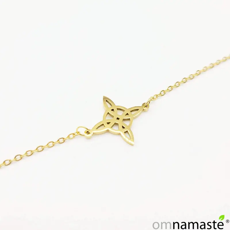 Pulsera acero dorada Nudo de Bruja fina