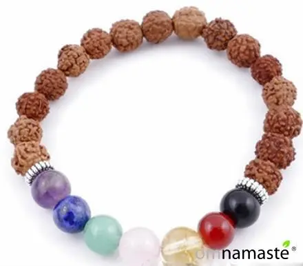 Pulsera bolas 7 chakras con semilla rudraksha