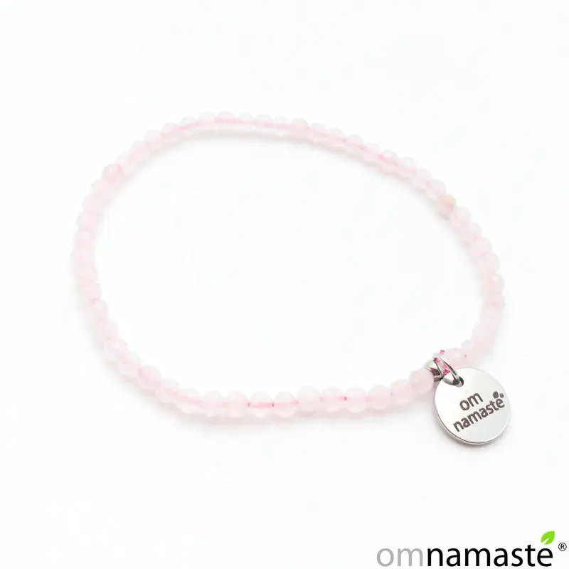 Pulsera cuarzo rosa bola 4 mm facetada