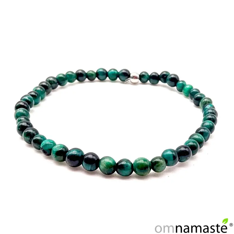 pulsera ojo de tigre verde bola 4mm