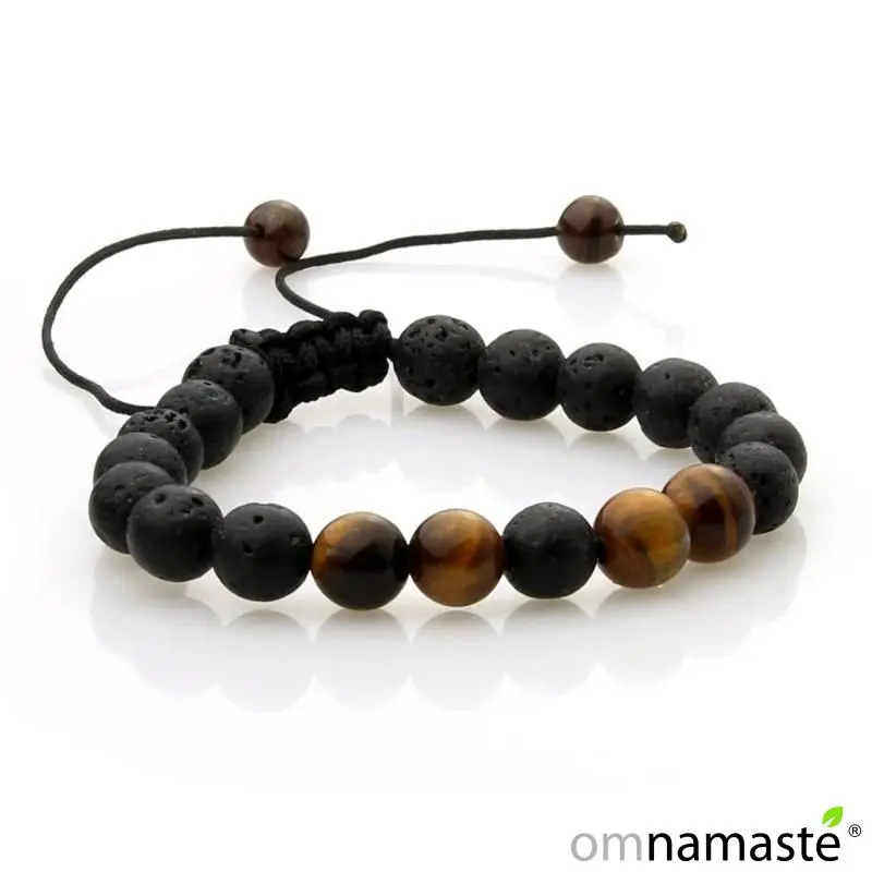 Pulsera ojo de tigre y piedra volcánica