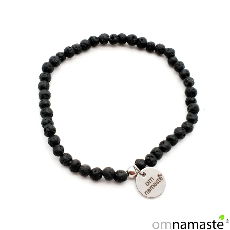 Pulsera piedra volcánica bola 4mm