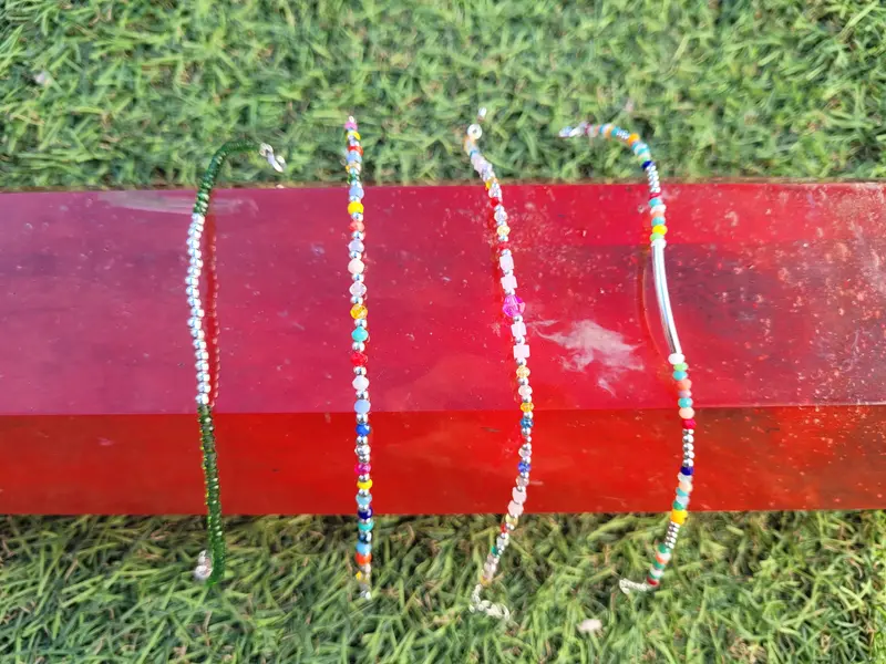 pulsera plata bola pequeña con cristales