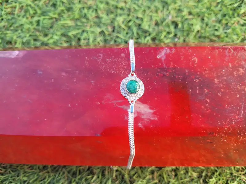 pulsera plata rosetón minerales varios