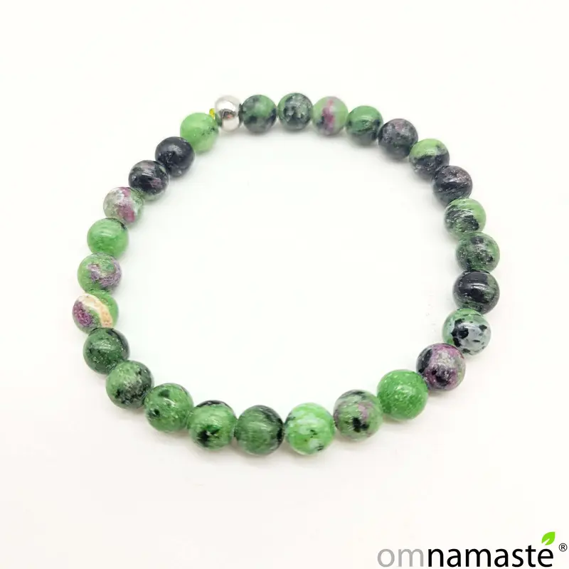 Pulsera Rubí con Zoisita bola 6mm