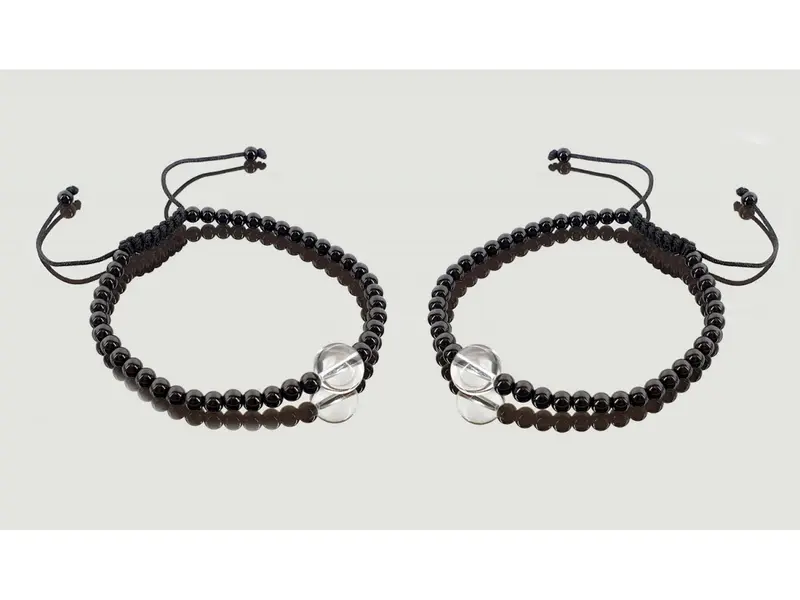 pulsera tibetana cuarzo con obsidiana
