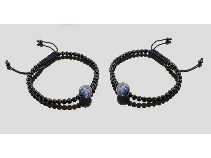 Pulsera tibetana lapislazuli con obsidiana