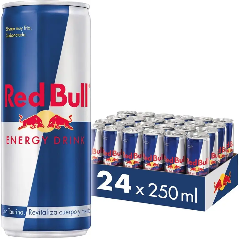 Red Bull Bebida Energética, pack de 24 latas de 250 ml. La bebida funcional con cafeína, taurina y vitaminas para revitalizar cuerpo y mente cuando más lo necesitas.