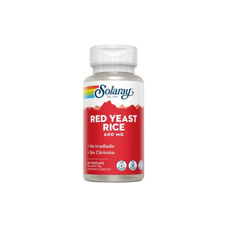 Red Yeast Rice Levadura roja arroz 600mg - 45 vegecápsulas - Solaray
