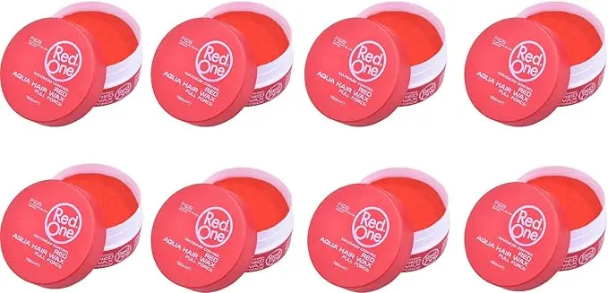 RedOne Cera para el Cabello Red Aqua, Pack Profesional de 8 botes de 150ml. Cera multifunción para todo tipo de cabello que fija, controla el frizz, suaviza y da brillo.