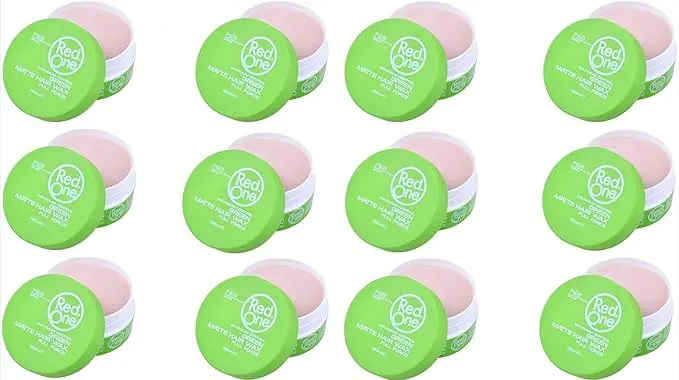 RedOne Cera para el Cabello Verde Mate, Pack Profesional de 12 botes de 150ml. Cera de fijación fuerte con un acabado mate natural, ideal para looks texturizados sin brillo.