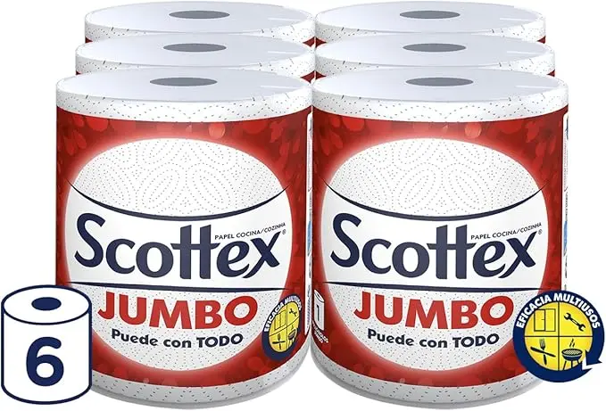 Scottex Jumbo Papel de Cocina Multiusos (Pack 6 Rollos)