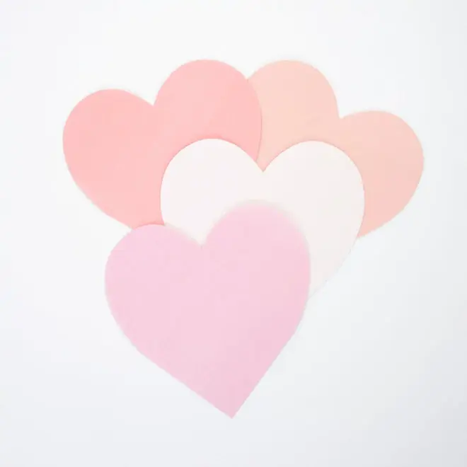 Servilletas corazones pequeñas en 3 tonos