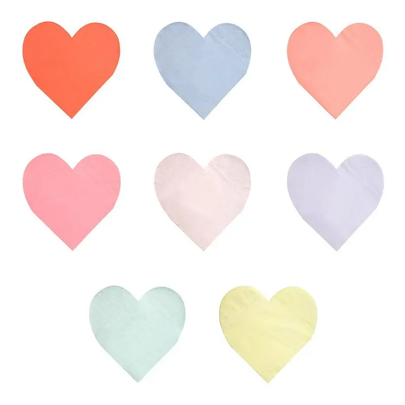 Servilletas grandes corazón en varios colores