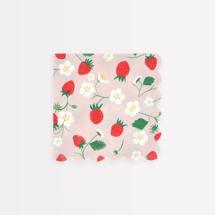 Servilletas Pequeñas de Fresas y Flores