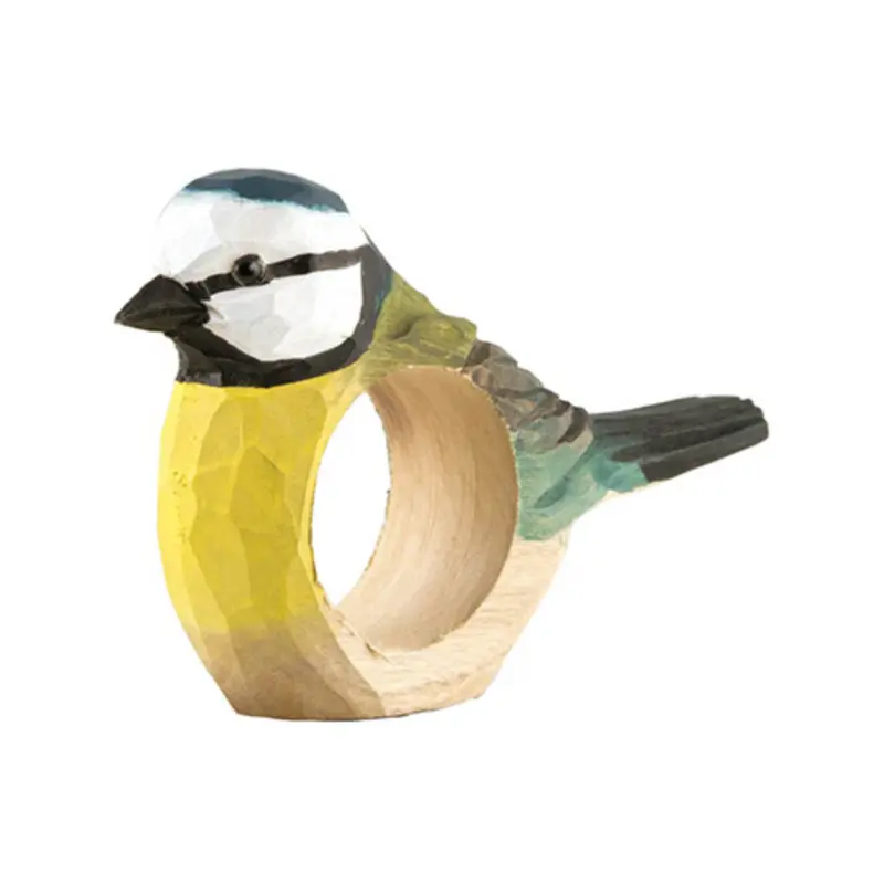 Servilletero de madera diseño herrerillo azul