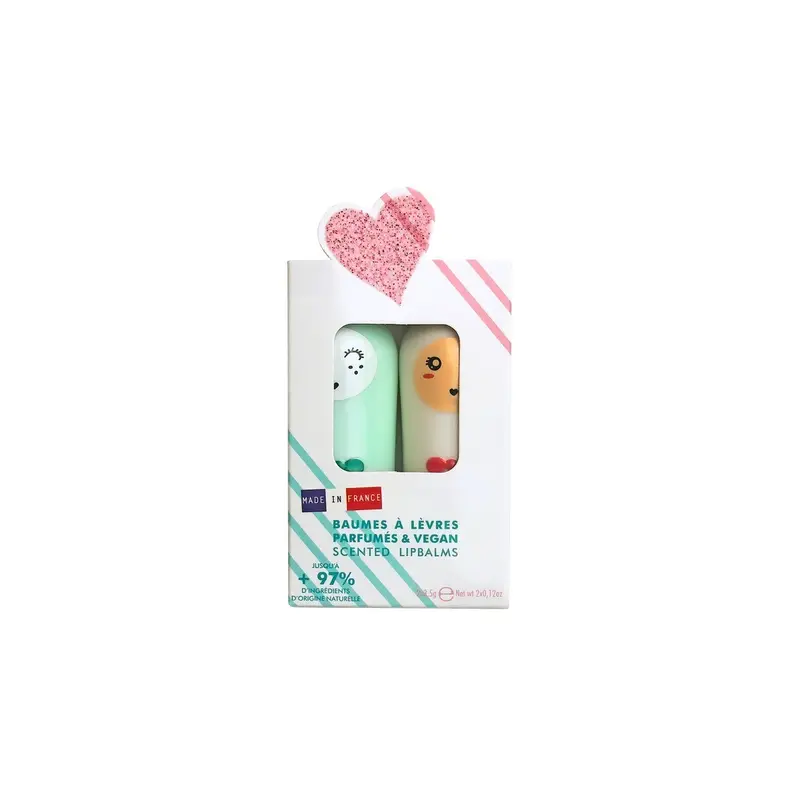 Set de 2 bálsamos labiales Pastel Sweet duo - manzana + algodón de azúcar