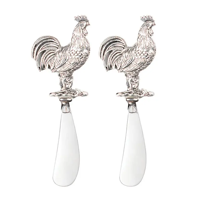Set de 2 untadores con diseño de gallo plateado