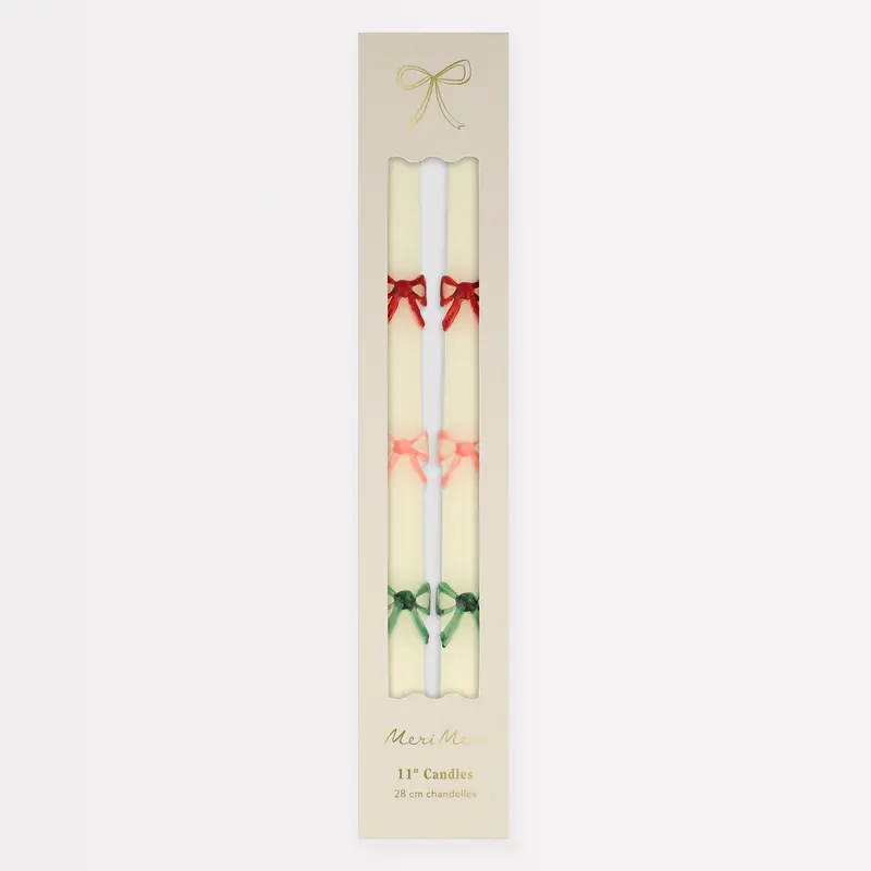 Set de 2 Velas con Lazo en Relieve Pintado a Mano