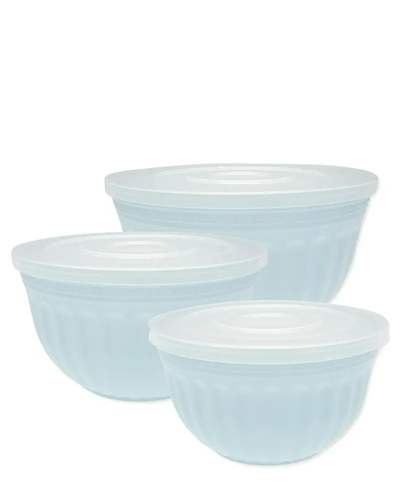 Set de 3 Cuencos para Mezclar con Tapa Hermética – Diseño azul