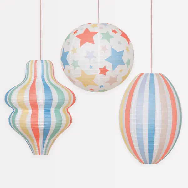 Set de 3 farolillos estrellas y rayas
