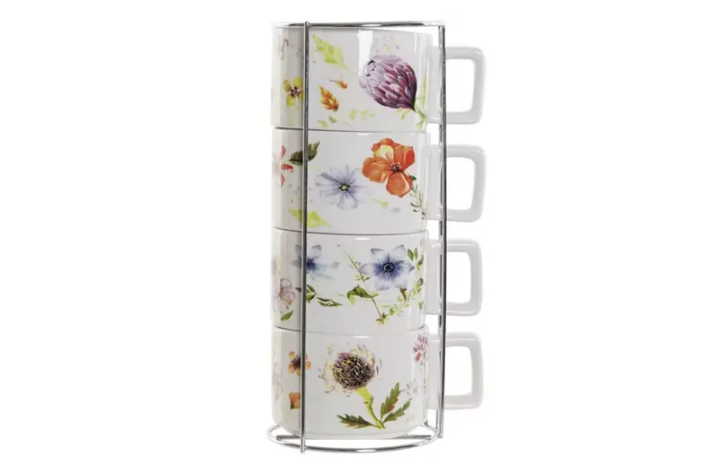 Set de 4 tazas de Café flores 260ml