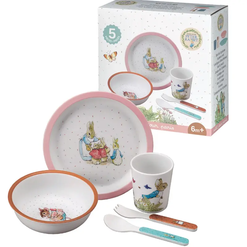 Set de cinco piezas de Peter Rabbit rosa