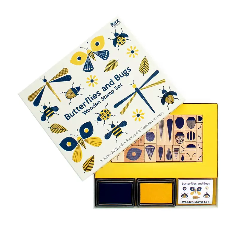 Set de sellos de madera Mariposas e insectos