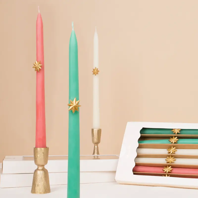 Set de Velas palito con estrellitas doradas
