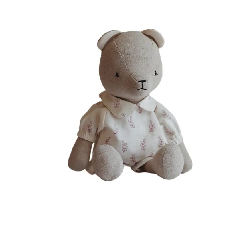 Small Bear Pink Leaves Outfit