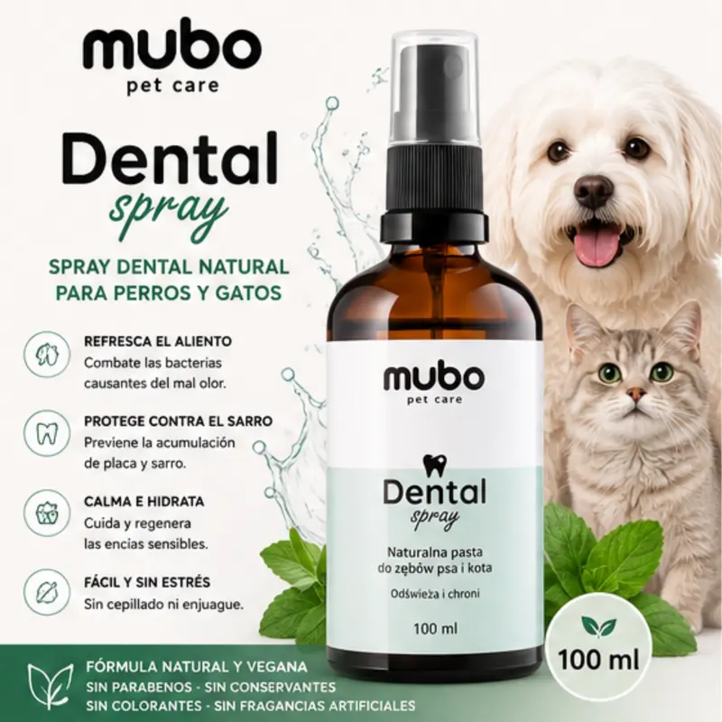 Spray Dental Natural para Perros y Gatos | Antisarro, Antiplaca y Aliento Fresco