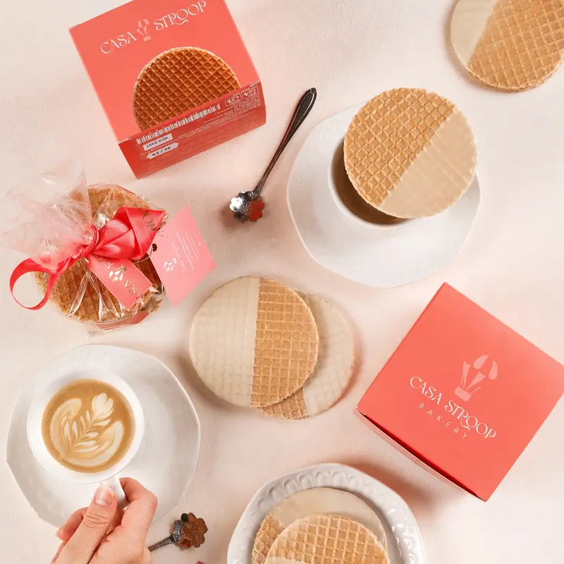 Stroopwaffels chocolate blanco y avellana (caja de 10 galletas)