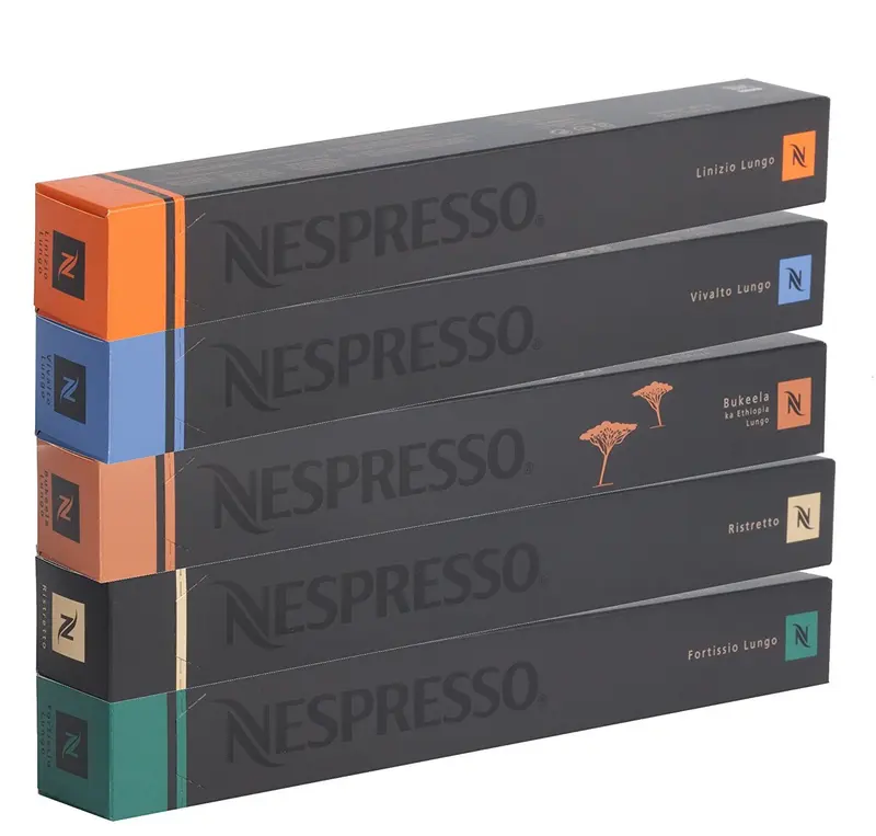 Surtido de 50 Cápsulas de Café Nespresso Original. Pack de degustación con 5 variedades de cafés Lungo y Ristretto