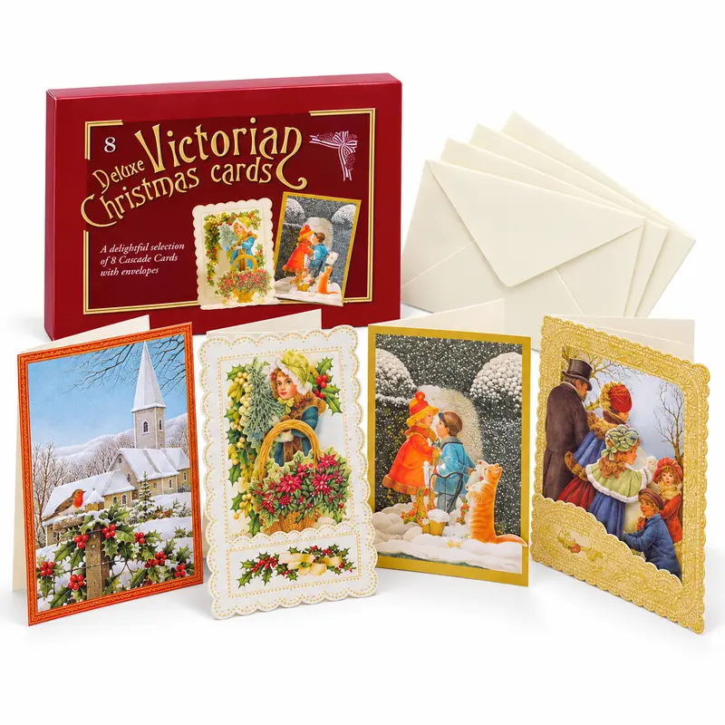 Surtido de 8 tarjetas navideñas victorianas