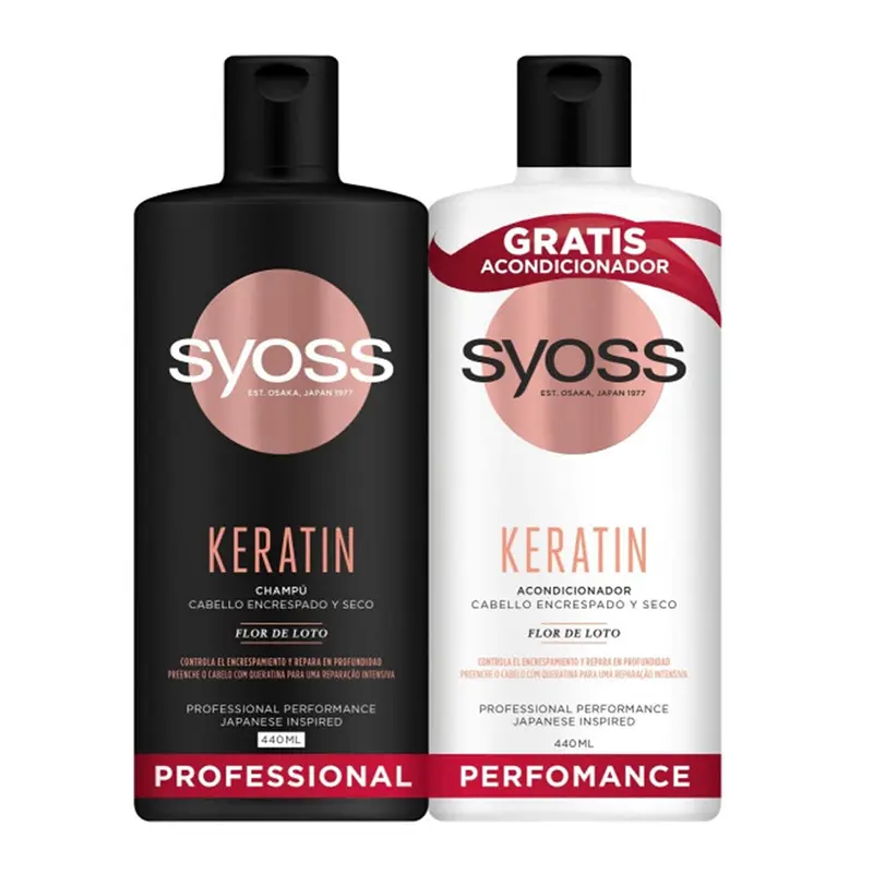 Syoss Pack Keratina Antifrizz para Cabello Seco (Champú 440ml + Acondicionador 440ml)